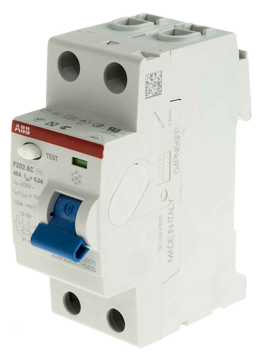 2csf202001r3400 F202 Ac 4003 Abb Rccb 40a 2 Pole 300ma Type Ac Rs