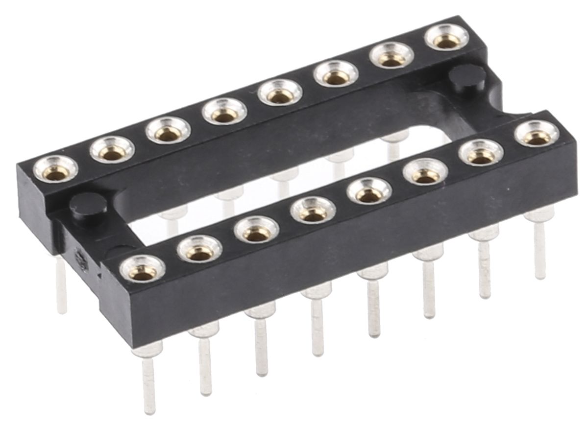E-TEC 2.54mm Pitch Vertical 16 Way, Through Hole Turned Pin Open Frame IC Dip Socket, 3A
