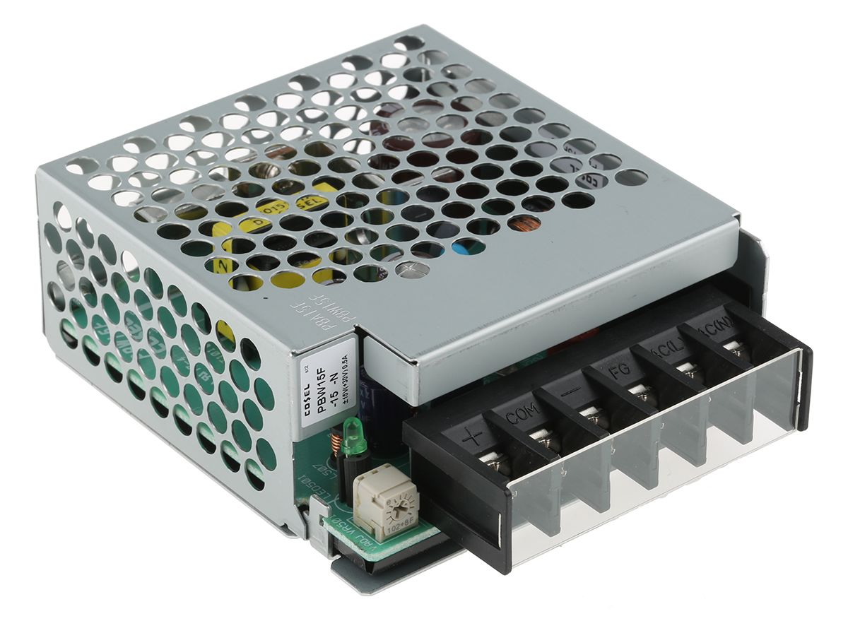 Cosel Switching Power Supply, ±15V dc, 1 A, 500 mA, 15W, Dual Output