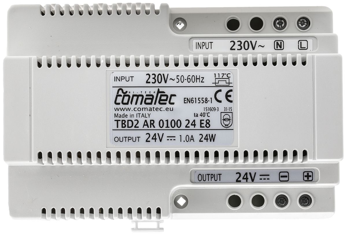 Comatec Linear DIN Rail Power Supply 230V ac Input, 24V dc Output, 1A 24W