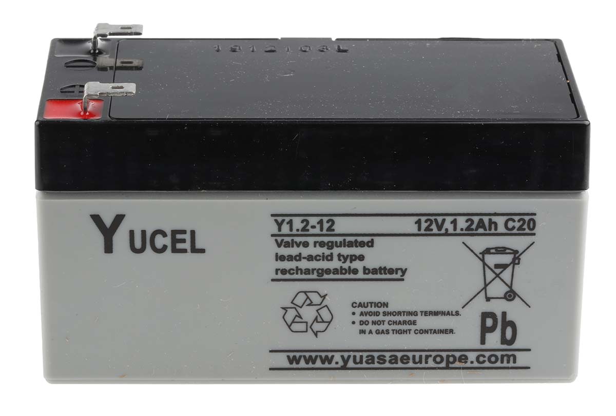 Yuasa 12V Tab Sealed Lead Acid Battery, 1.2Ah