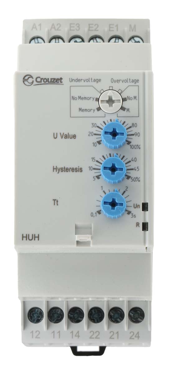 Crouzet DIN Rail Voltage Monitoring Relay, 15 → 600 V, DPDT