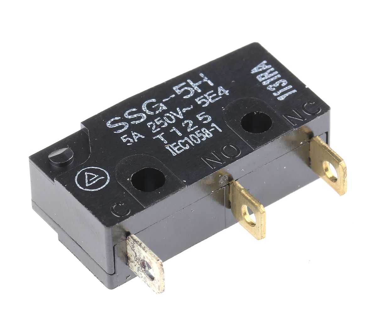 Omron Pin Plunger Subminiature Micro Switch, Solder Terminal, 5 A @ 125 V ac, SPDT-NO/NC, IP40
