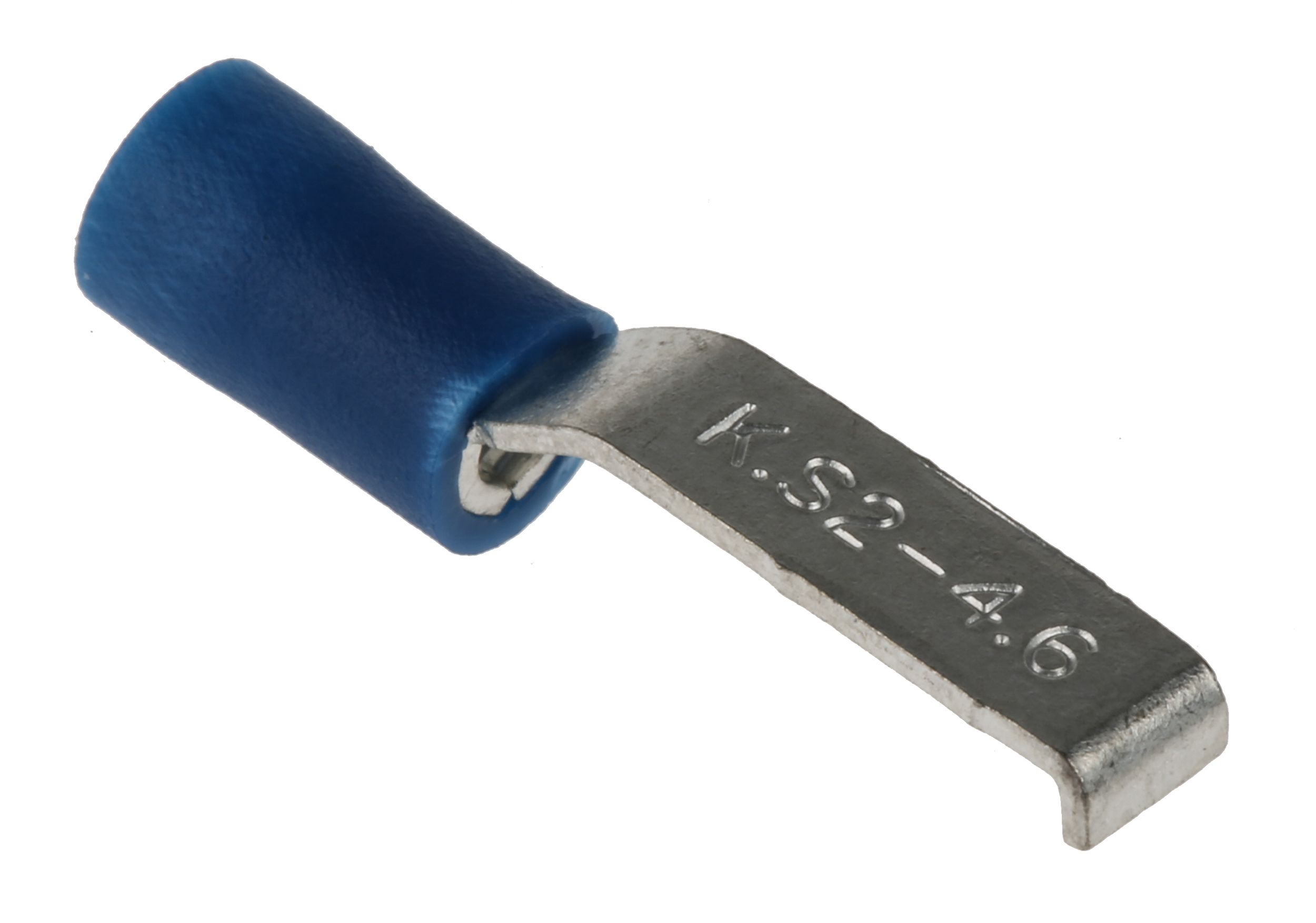 RS PRO Hooked Insulated Crimp Blade Terminal 16.8mm Blade Length, 1.5mm² to 2.5mm², 16AWG to 14AWG, Blue