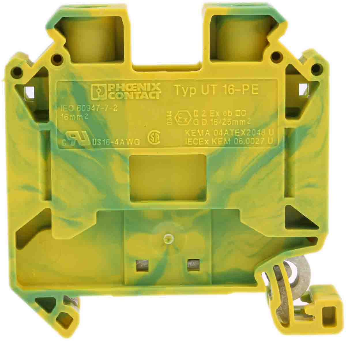 3044212 Phoenix Contact Green/Yellow UT 16PE Earth Terminal Block