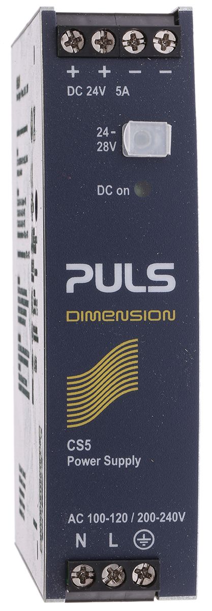 PULS DIMENSION C-Line Switch-mode DIN-skinnemonteret strømforsyning, 120W 24V dc