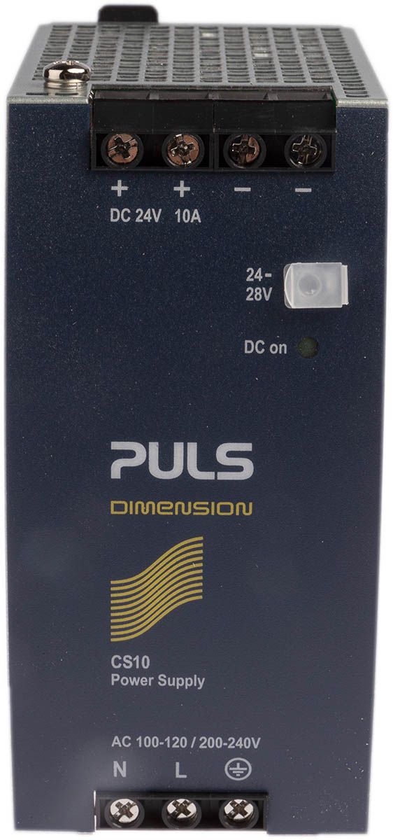 PULS DIMENSION C-Line Switch Mode DIN Rail Power Supply, 100 → 120V ac ac Input, 24V dc dc Output, 10A Output,