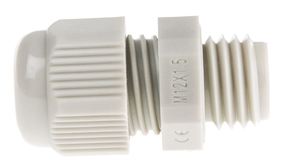 Legrand 968 Series Grey Polyamide Cable Gland, ISO12 Thread, 4mm Min, 6.5mm Max, IP55