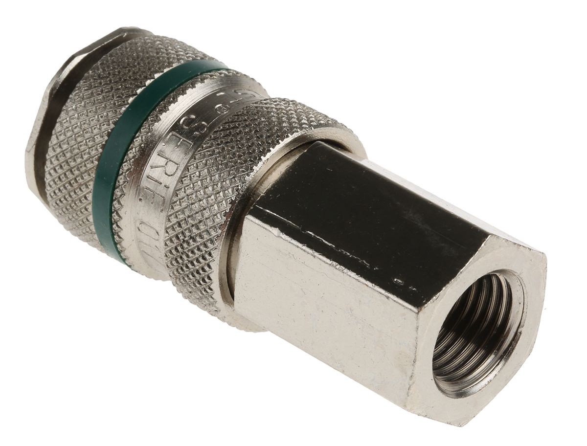 RS PRO Brass Female Pneumatic Quick Connect Coupling, G 1/4 Female