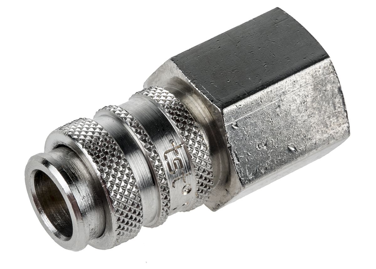 RS PRO Brass Female Pneumatic Quick Connect Coupling, G 3/8 Female Threaded RS