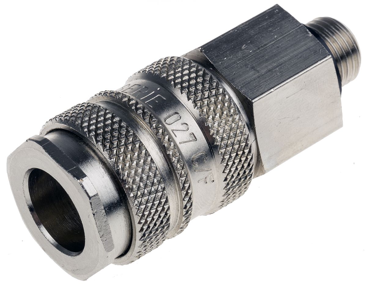 RS PRO Brass Male Pneumatic Quick Connect Coupling, G 1/4 Male Threaded