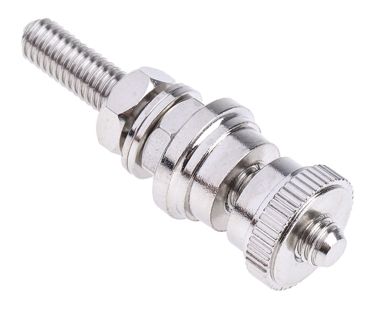 RS PRO 30A, Silver Binding Post With Brass Contacts and Nickel Plated - 5mm Hole Diameter