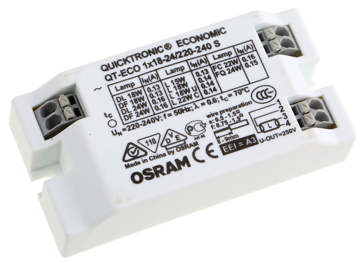 Osram 18 W, 24 W, 15 (HF) W, 20 (HF) W Electronic Compact Fluorescent Lighting Ballast, 220 → 240 V