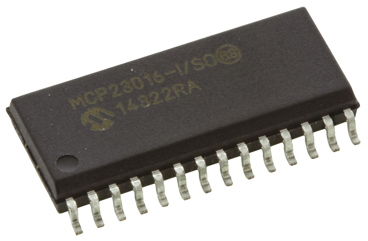 Microchip 16-Channel I/O Expander I2C 28-Pin SOIC, MCP23016-I/SO