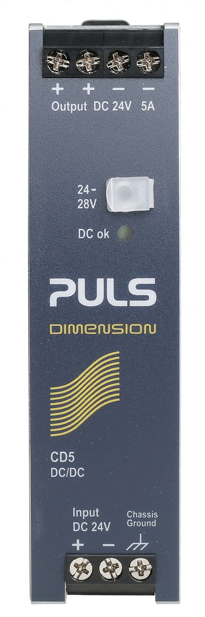 PULS DIMENSION-CD, Vout: 24V dc 120W, Vin: 18 → 32,4 V dc DC-DC-konverter