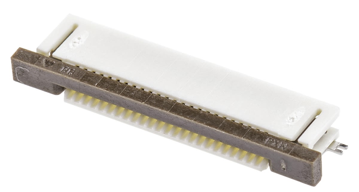 Molex, Easy On, 52437 0.5mm Pitch 24 Way Right Angle Female FPC Connector, ZIF Bottom Contact