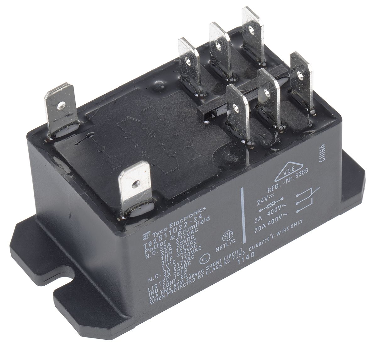 T92S11D22-24=T92 | TE Connectivity Flange Mount Power Relay, 24V Dc ...