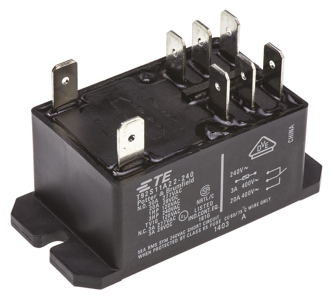 T92S11A22240=T92 TE Connectivity Flange Mount NonLatching Relay