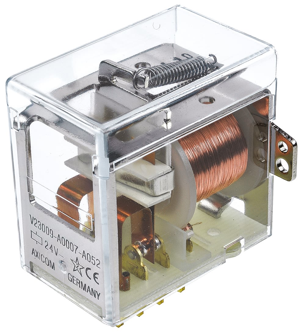 V23009A 7A 52 TE Connectivity PCB Mount Power Relay, 24V dc Coil, 15A