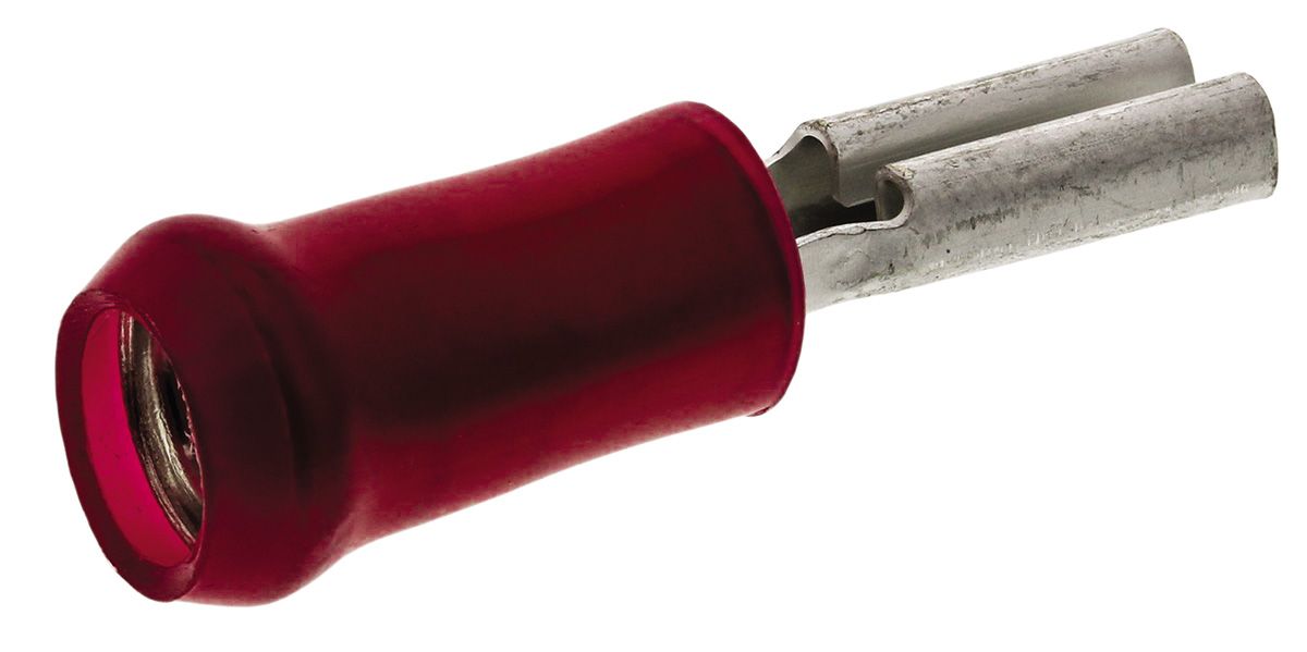 TE Connectivity PIDG FASTON .110 Red Insulated Female Spade Connector, Receptacle, 2.79 x 0.41mm Tab Size, 0.3mm² to