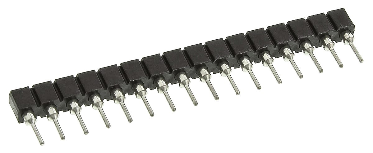 16 Way TE Connectivity Straight Through Hole 2.54mm SIL Socket, Solder, 1A