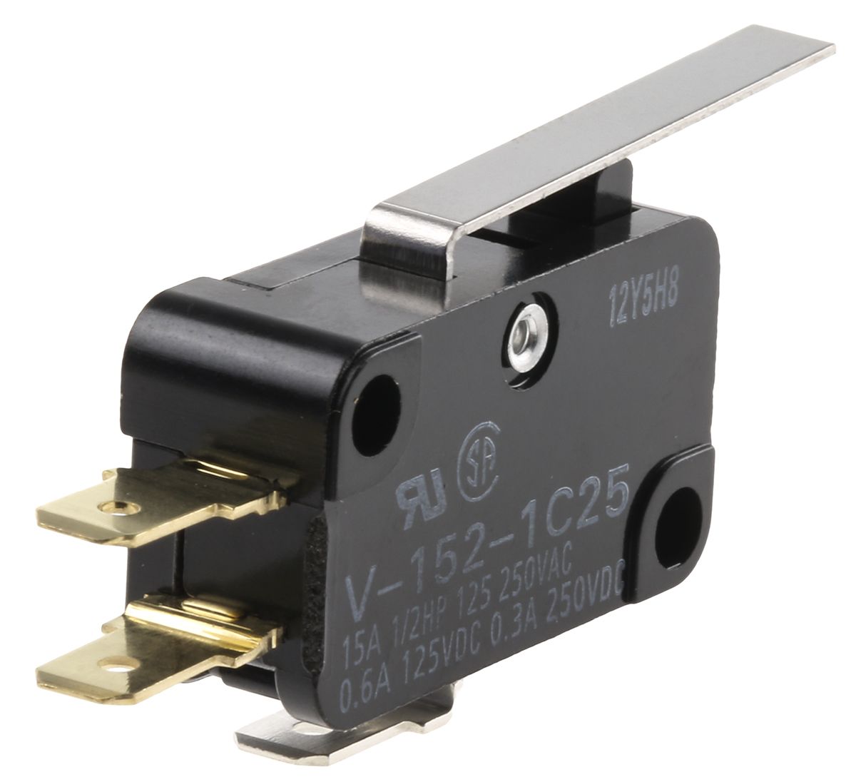 Omron Hinge Lever Micro Switch, Tab Terminal, 15 A @ 250 V ac, SPDT-NO/NC, IP40