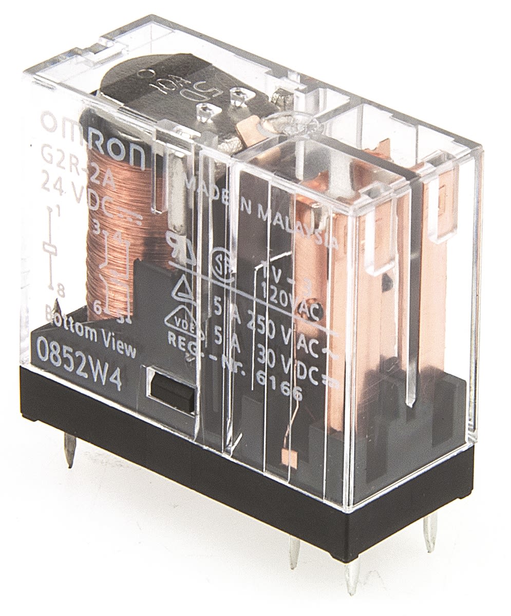 G2R2A 24DC Omron PCB Mount Power Relay, 24V dc Coil, 5A Switching