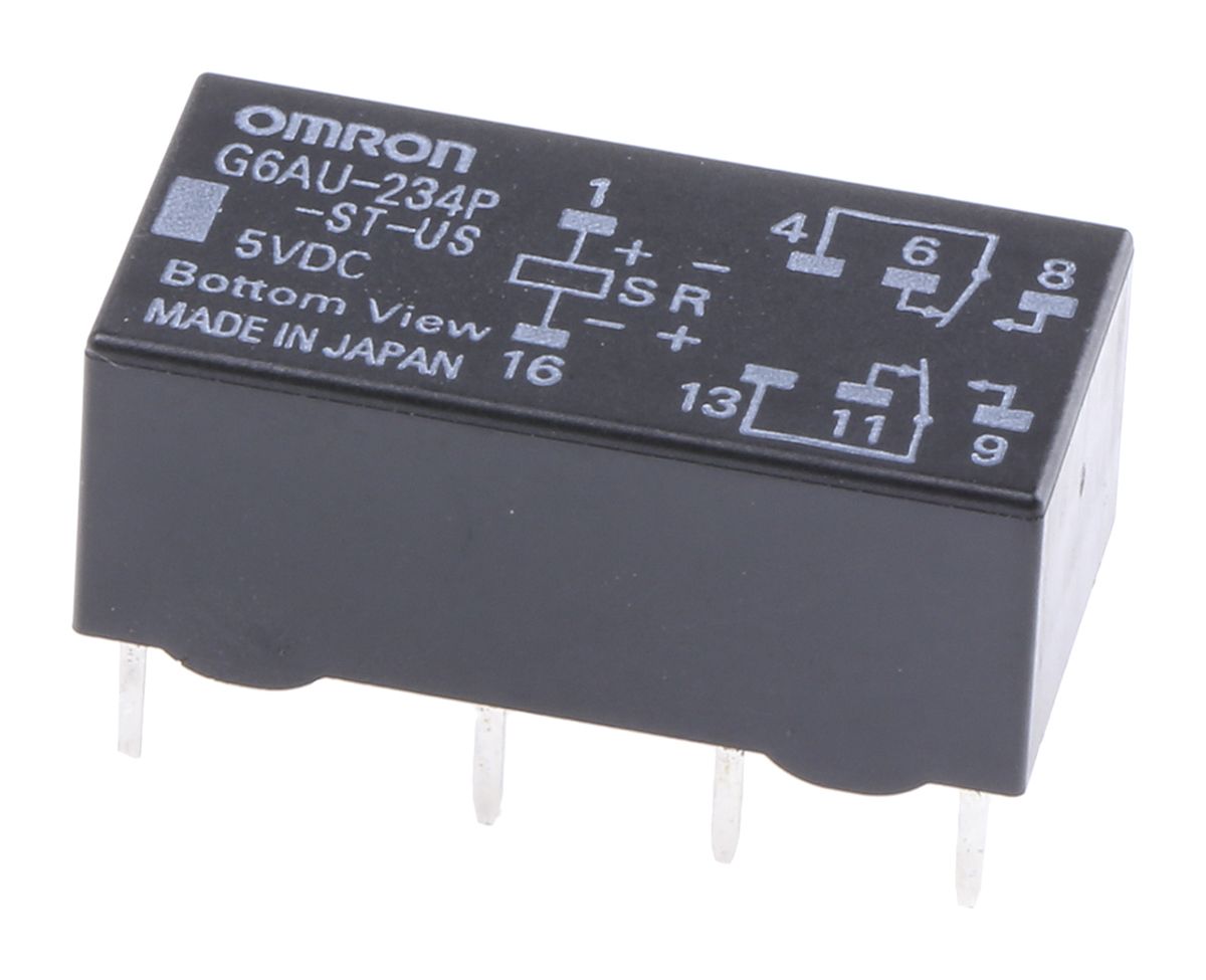 G6AU234PSTUS 5DC Omron PCB Mount Latching Signal Relay, 5V dc Coil