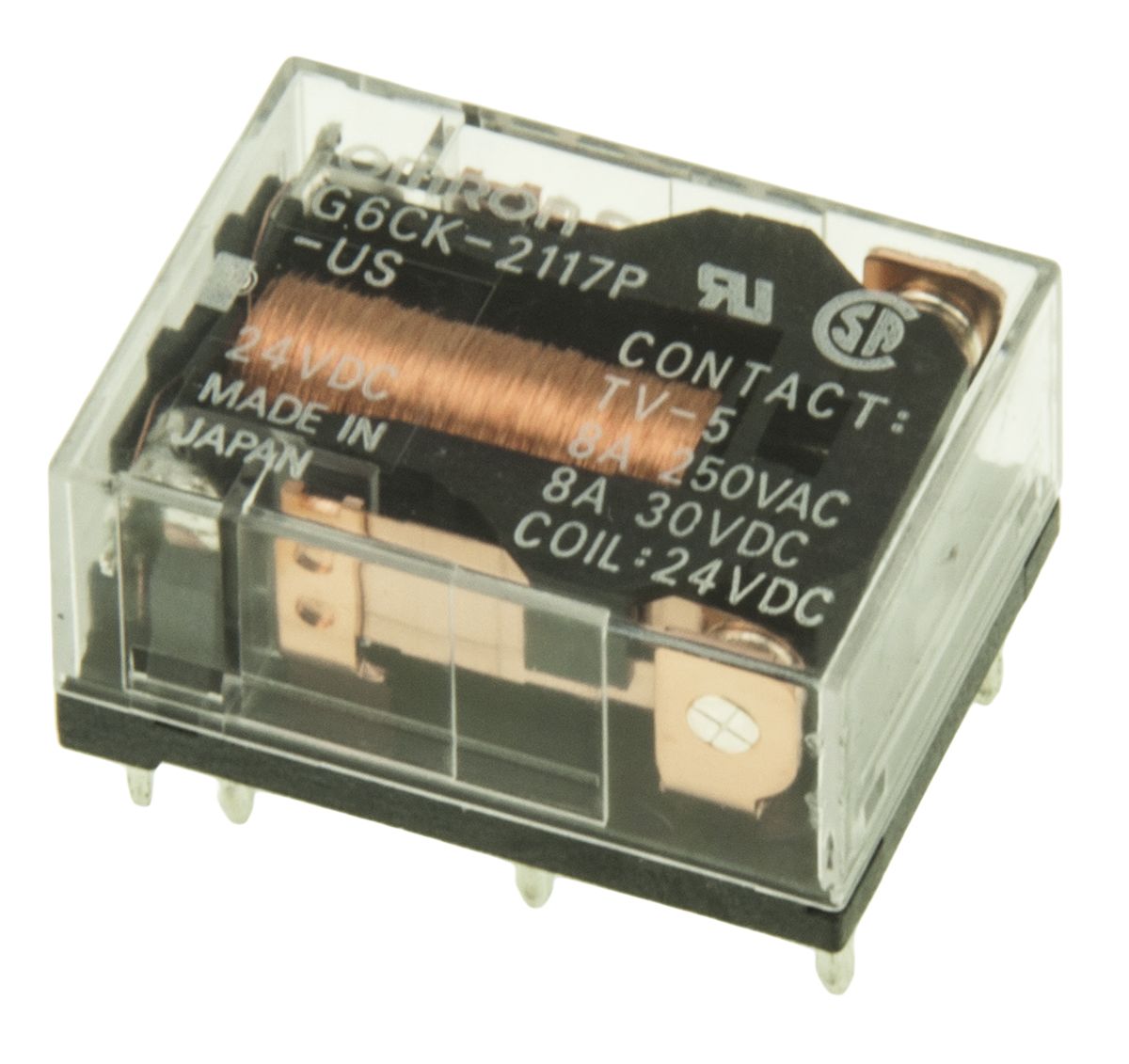 G6CK2117PUS24DC Omron PCB Mount Latching Power Relay, 24V dc Coil, 8A