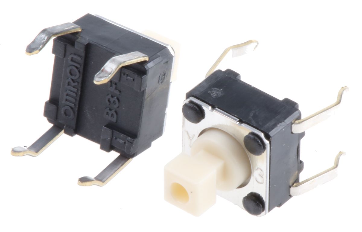 Interruptor táctil tipo Émbolo, Blanco, contactos SPST-NA 7.3mm, Pasante