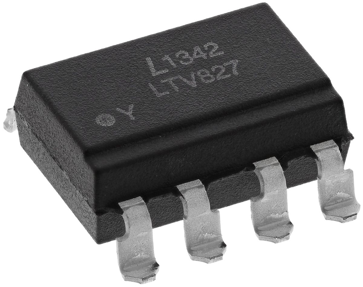 Lite-On, LTV-827S-TA1 DC Input Transistor Output Dual Optocoupler, Surface Mount, 8-Pin PDIP
