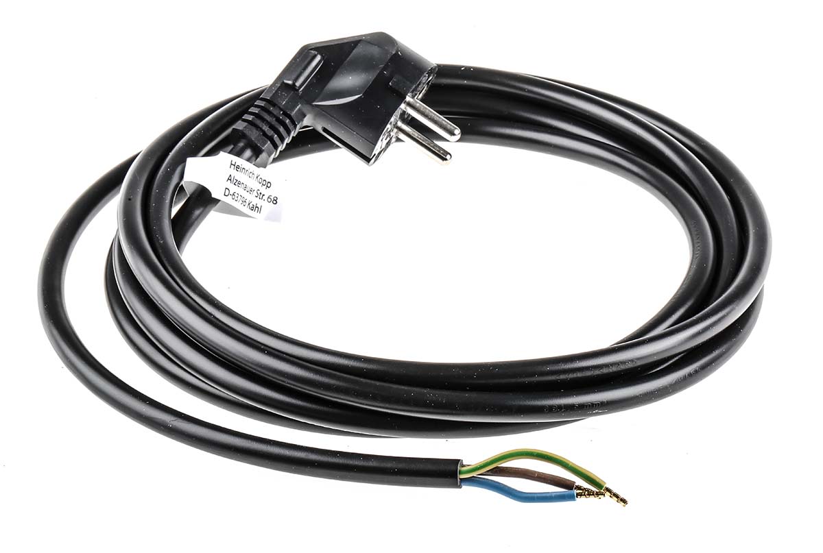 Kopp Unterminated CEE 7/4 Schuko Plug Power Cord, 3m