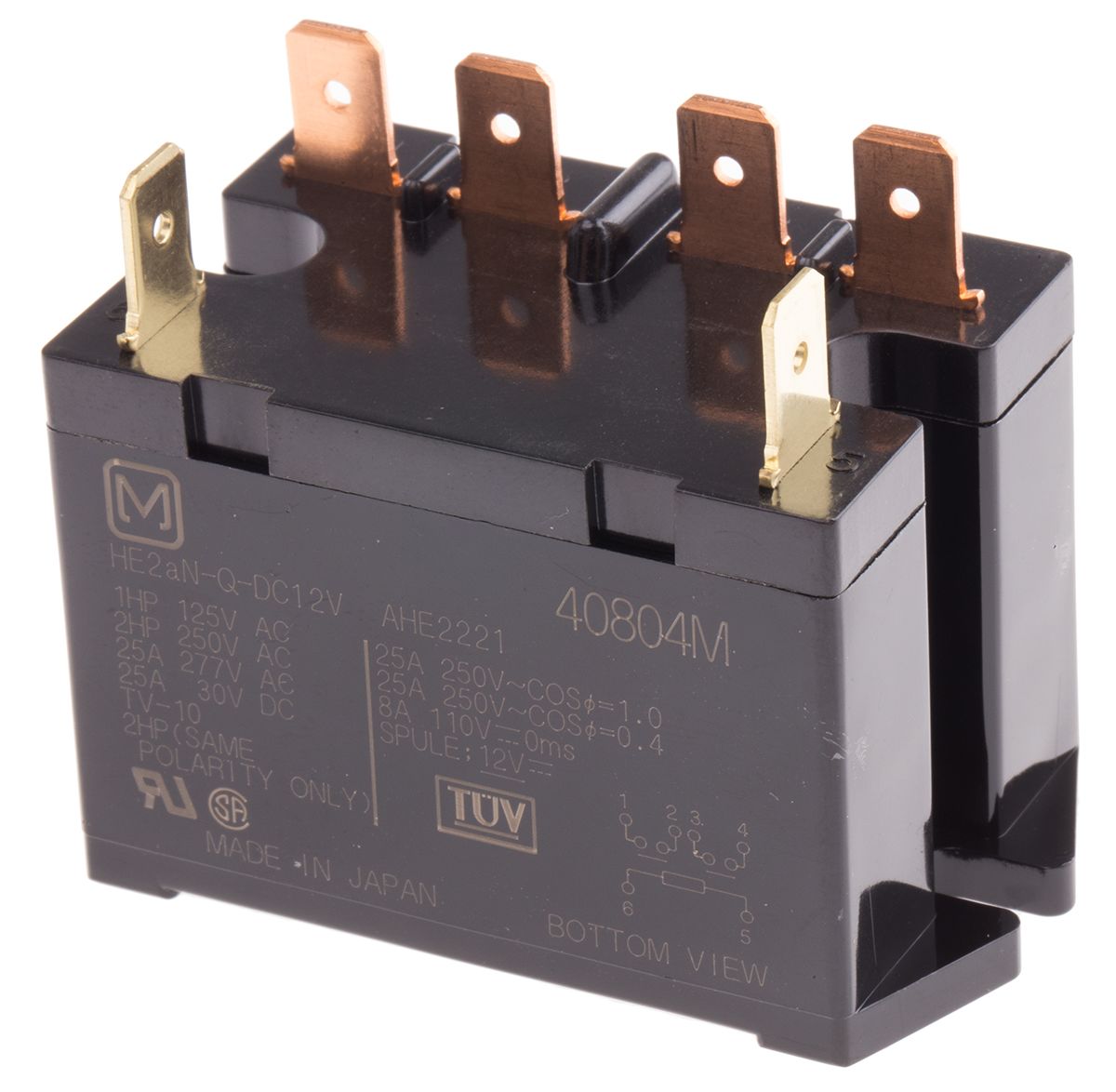 Panasonic PCB Mount Power Relay, 12V dc Coil, 30A Switching Current, DPNO