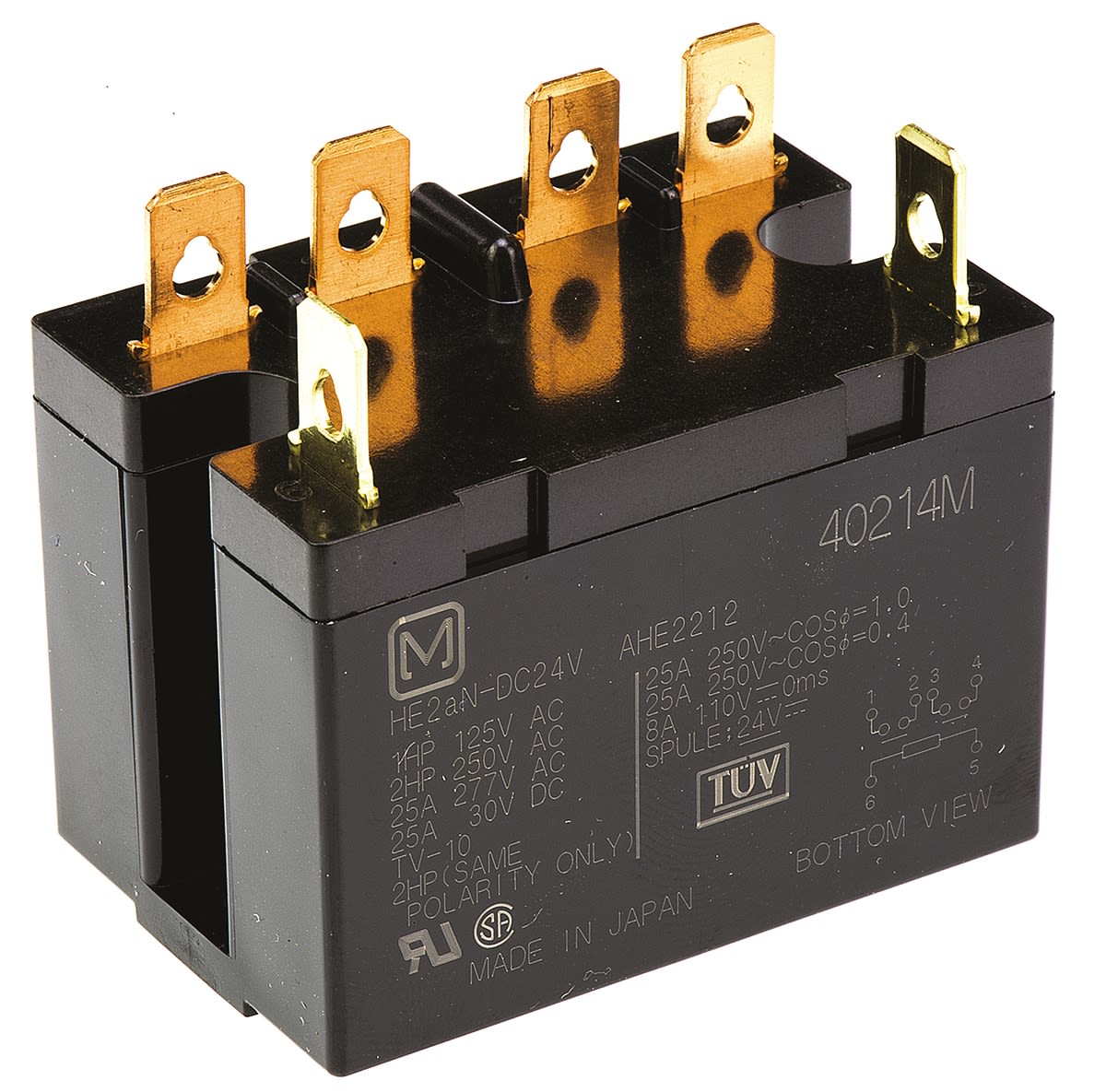 HE2AN24 Panasonic PCB Mount NonLatching Relay, 24V dc Coil, 30A