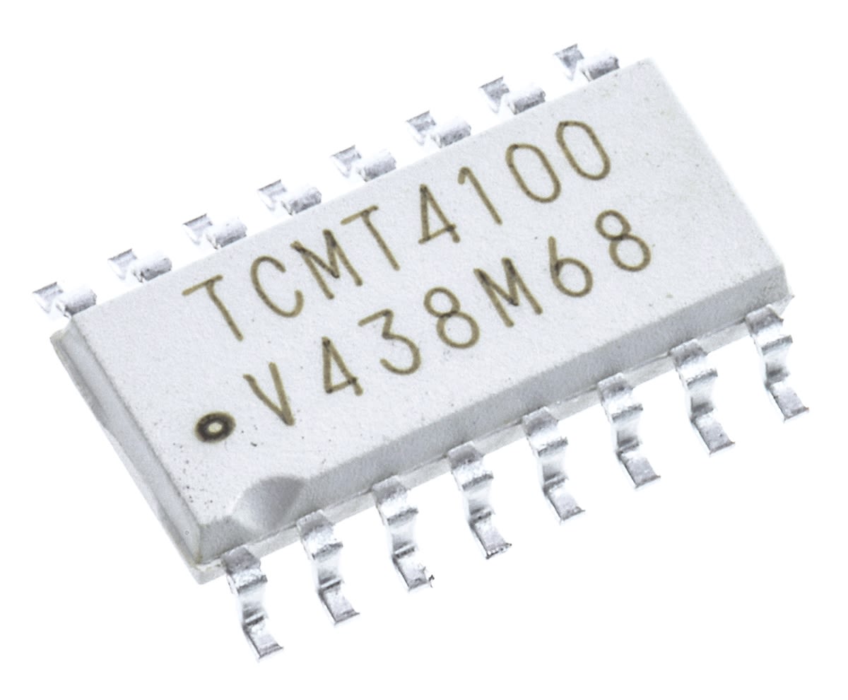 Vishay, TCMT4100 DC Input Transistor Output Quad Optocoupler, Surface Mount, 16-Pin Mini-Flat