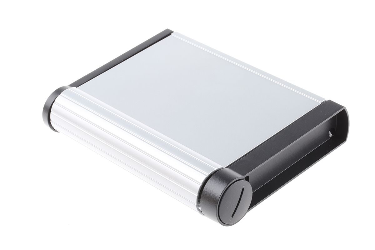 ROLEC mobilCASE Series Black, Silver Aluminium Handheld Enclosure, Integral Battery Compartment, Display Window, IP65,