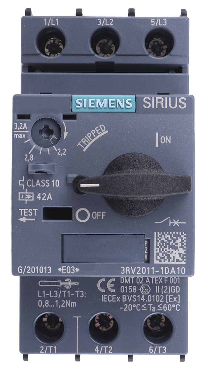 Siemens 2.2 → 3.2 A Sirius Innovation Motor Protection Circuit Breaker