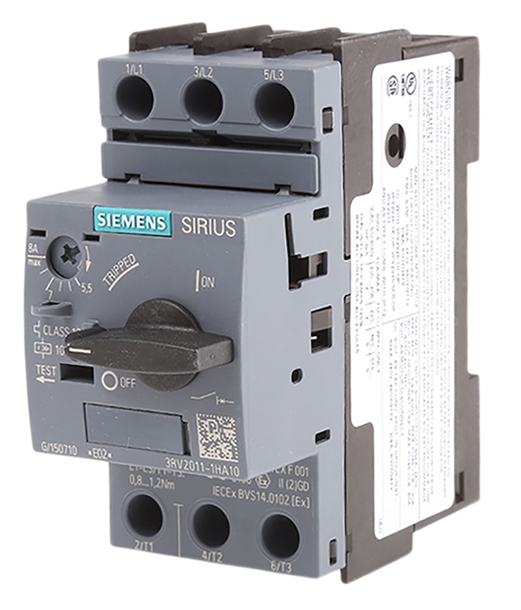 3RV20111HA10 Siemens 5.5 → 8 A Sirius Innovation Motor Protection