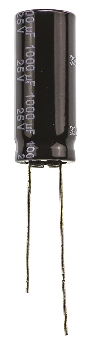 Panasonic 1000μF Electrolytic Capacitor 25V dc, Through Hole - EEUFR1E102L
