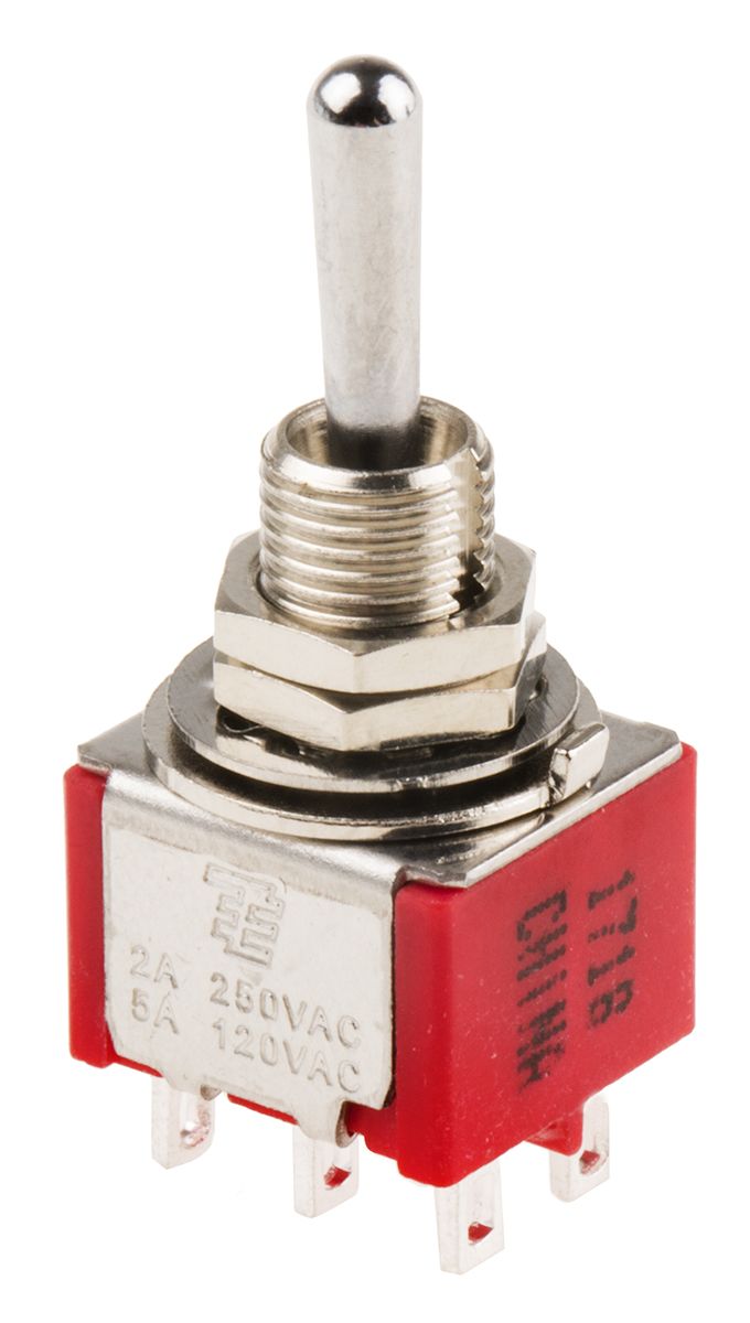 TE Connectivity Toggle Switch, Panel Mount, On-On-On, DP3T, Solder Terminal, 120V