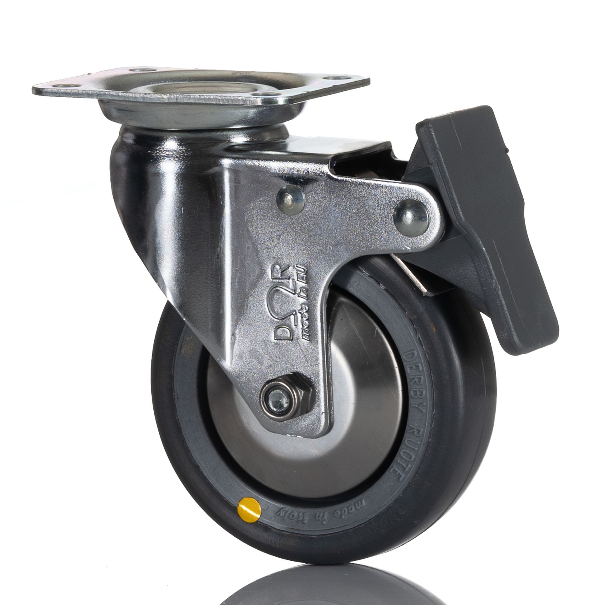 RS PRO Braked Swivel Castor Wheel, 50kg Capacity, 80mm Wheel