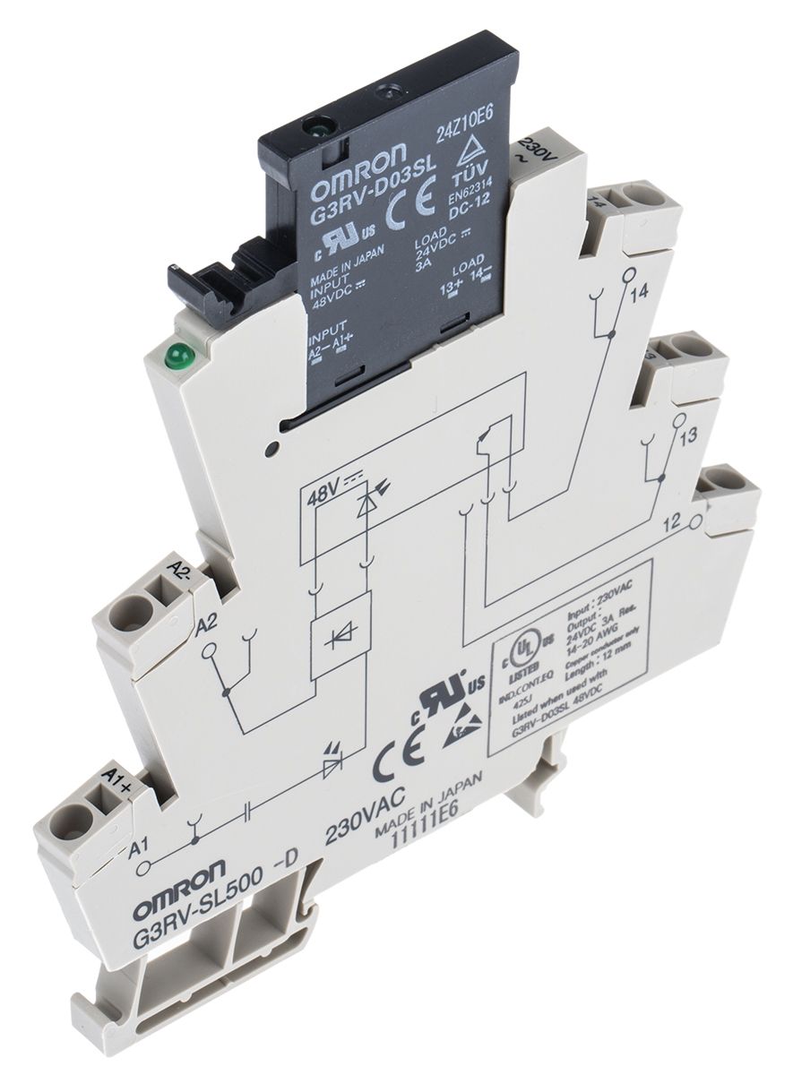 G3RVSL500D 230VAC Omron DIN Rail Solid State Relay, 3 A Max. Load