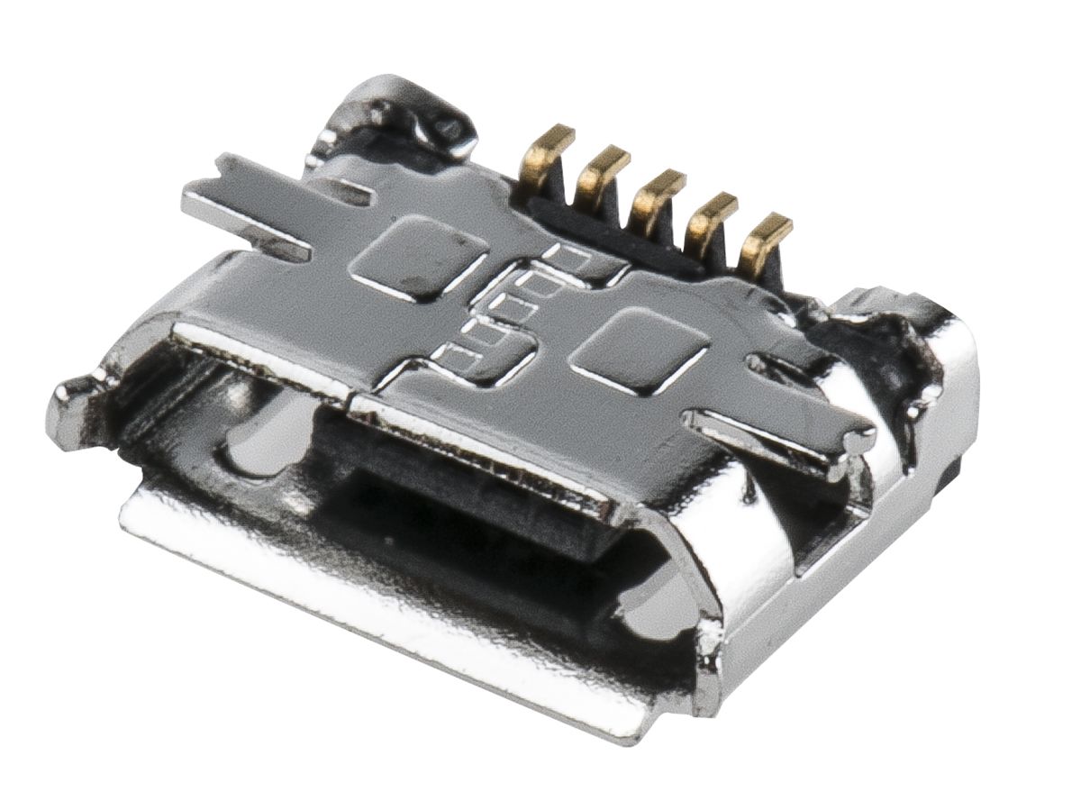 Conector USB Amphenol FCI 10104110-0001LF, Hembra, Ángulo de 90° , Montaje Superficial, Versión 2.0, 100,0 V., 1.8A