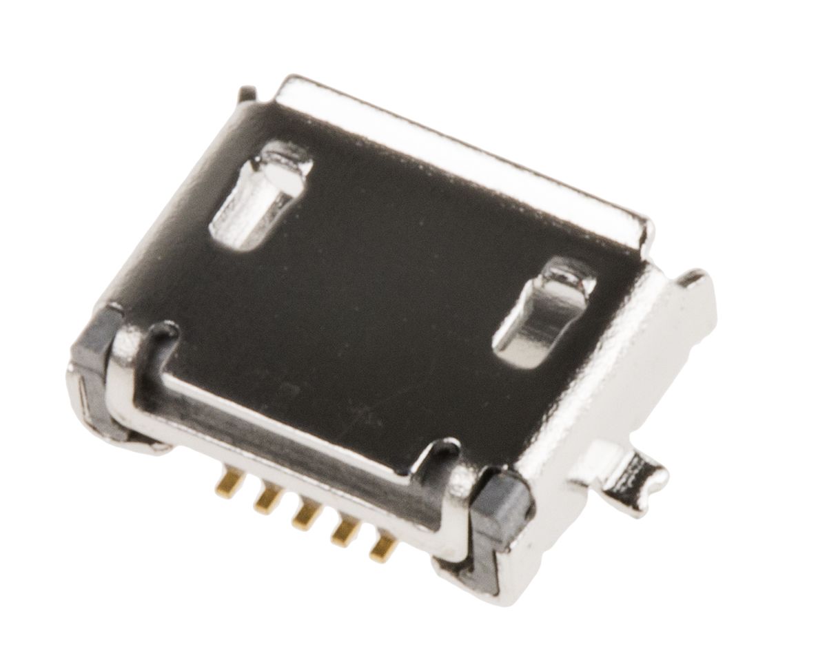 Conector USB Amphenol FCI 10104111-0001LF, Hembra, Ángulo de 90° , Montaje Superficial, Versión 2.0, 100,0 V., 1.8A