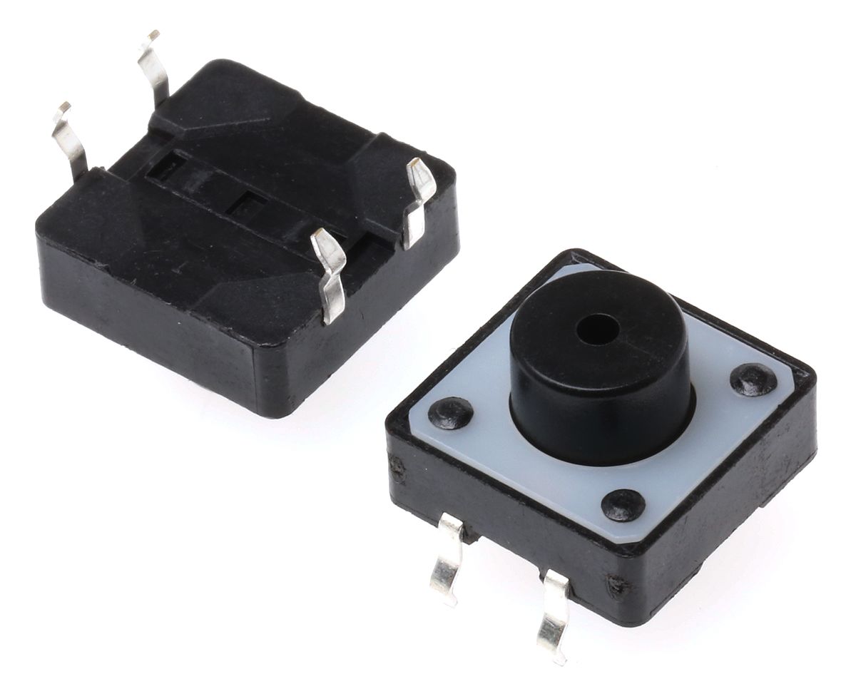 FSM101 Black Button Tactile Switch, Single Pole Single Throw (SPST