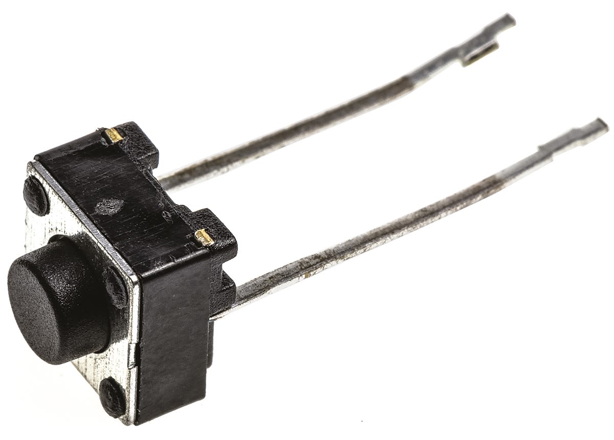 Interruptor táctil tipo Botón, Negro, contactos Monopolar de una vía (SPST) 5mm, Montaje superficial