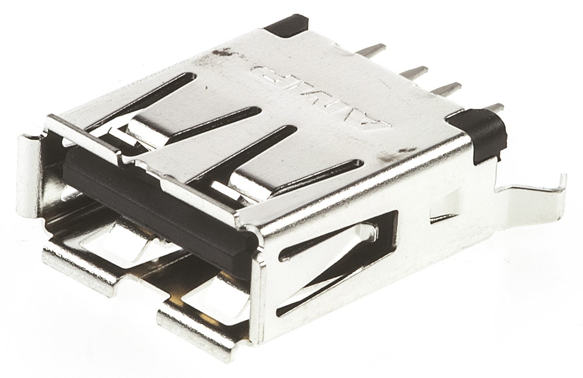 TE Connectivity USB-Steckverbinder A, 1-Port / 1.0A, THT-Lötanschluss