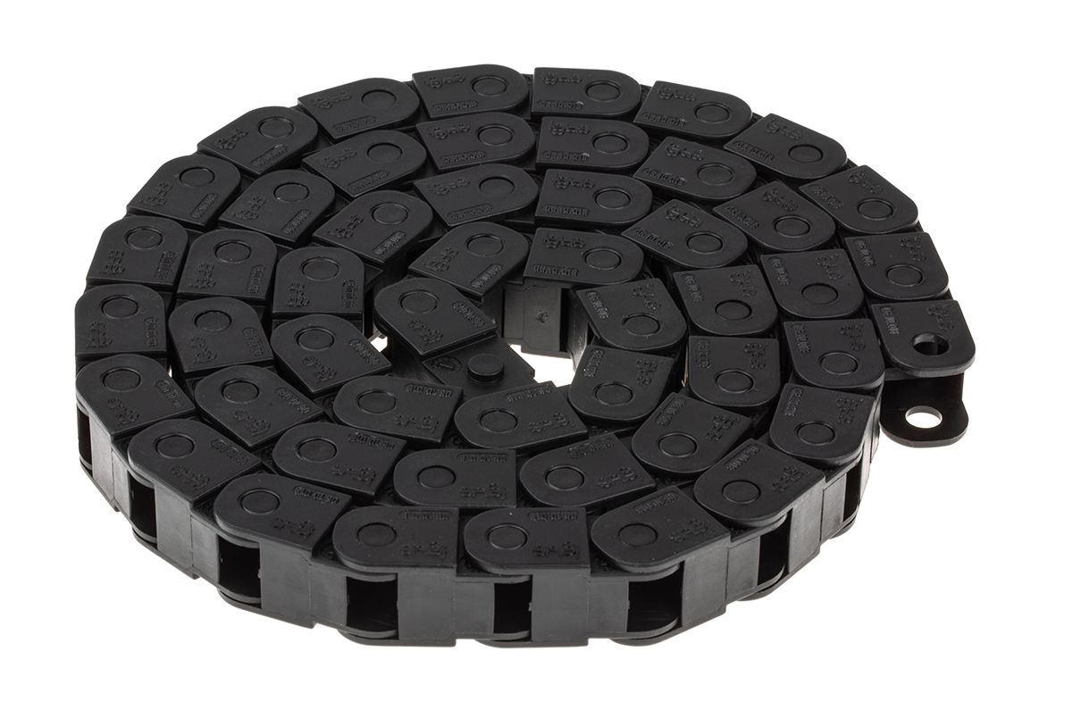 Igus 6, e-chain Black Cable Chain - Flexible Slot, W10 mm x D10.5mm, L1m, 18 mm Min. Bend Radius, Igumid G