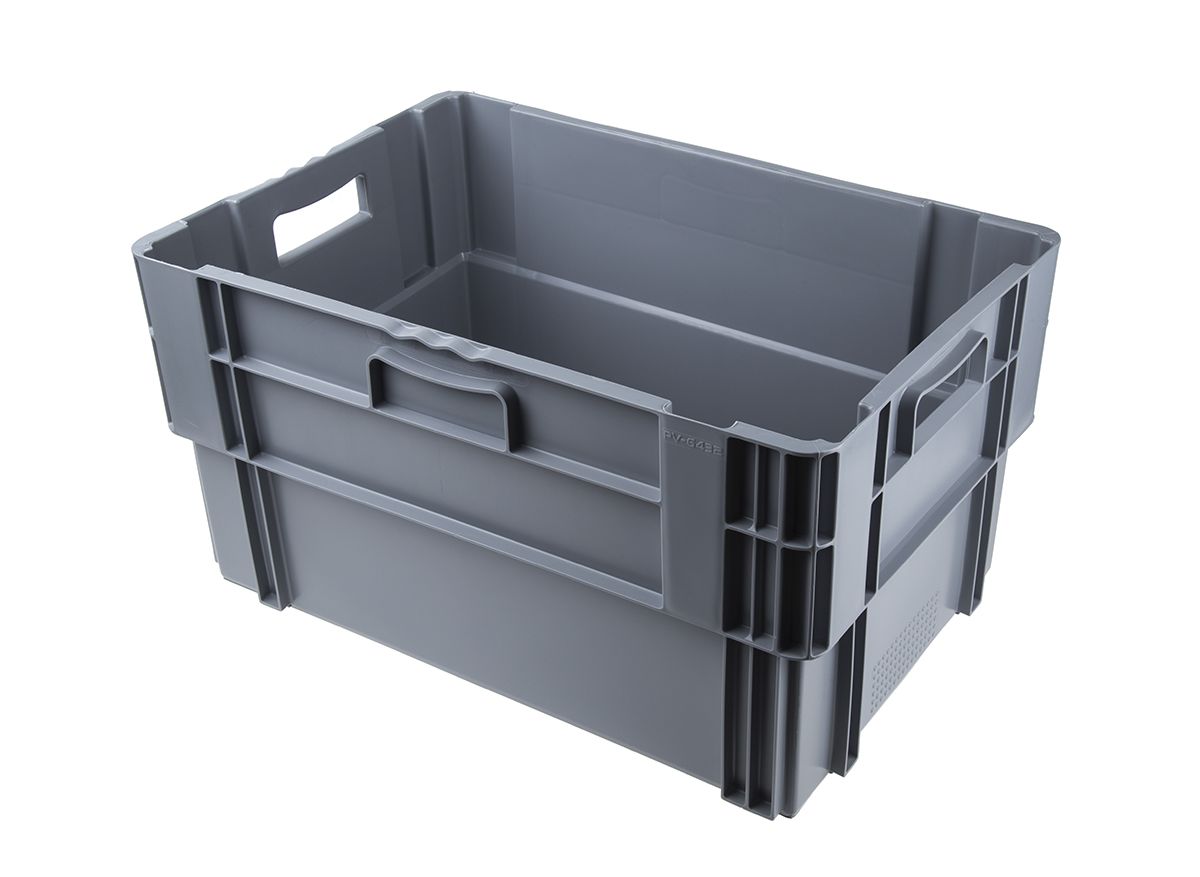 RS PRO 60L Grey PP Large Storage Box, 320mm x 400mm x 600mm | RS