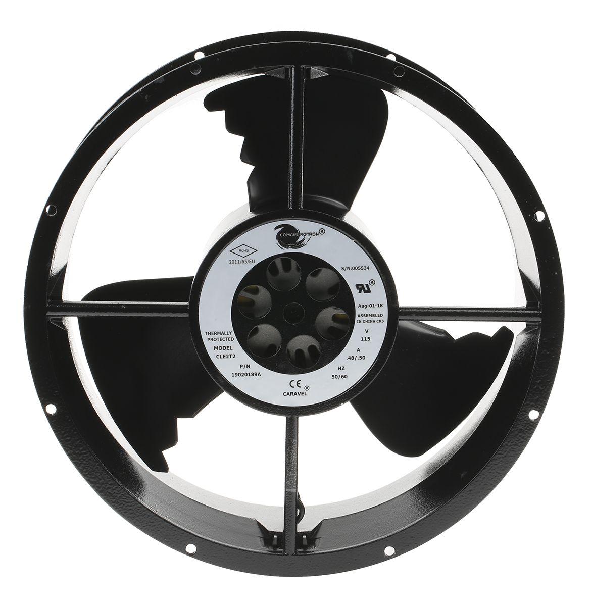 COMAIR ROTRON Caravel Series Axial Fan, 115 V ac, AC Operation, 935m³/h, 61W, 254 x 88.9mm
